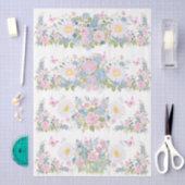 Roze & Blauwe Bloem- en Vlinder Decoupage Papier (Craft)