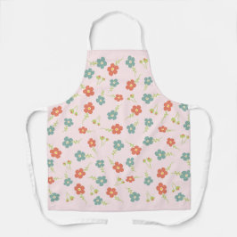 Roze & Blauwe Bloem Schort – Frisse Bloemenstijl