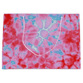 Roze Blauwe Bloemdas Dye Abstracte Bloemen Groot Cadeauzakje (Voorkant)