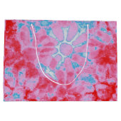 Roze Blauwe Bloemdas Dye Abstracte Bloemen Groot Cadeauzakje (Achterkant)