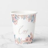 Roze Blauwe Bloemen Boho Chic Baby shower Papieren Bekers (Voorkant)