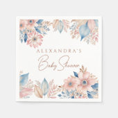 Roze Blauwe Bloemen Boho Chic Baby shower Servet (Voorkant)