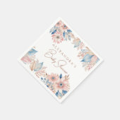 Roze Blauwe Bloemen Boho Chic Baby shower Servet (Hoek)