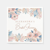 Roze Blauwe Bloemen Boho Chic Vrijgezellenfeest Servet (Voorkant)