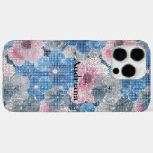 Roze Blauwe Bloemen Fonkeling Case-Mate iPhone Case (Achterkant (horizontaal))