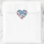Roze Blauwe Bloemen Glitteren Hart Sticker (Tas)