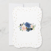 Roze Blauwe Bloemen Goud Glitters Confetti Baby Sh Kaart (Achterkant)