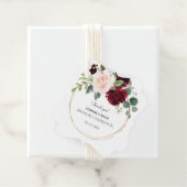 Roze Blauwe Bloemen Gouden Verjaardagsfeest Burgun Bedankjes Labels (In situ)