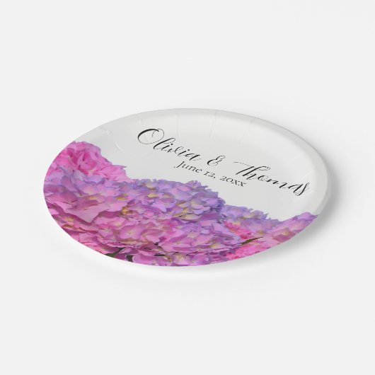 Roze Blauwe bloemen Hydrangeas elegante bloemen Papieren Bordje (Gekanteld)