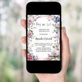 Roze blauwe bloemen jongen of meisje geslacht onth kaart