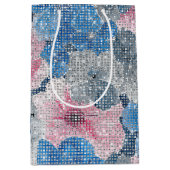 Roze Blauwe Bloemen Medium Cadeauzakje (Voorkant)