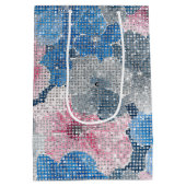 Roze Blauwe Bloemen Medium Cadeauzakje (Achterkant)
