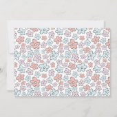 Roze Blauwe Bloemen Meisje Foto Geboorte Aankondig Aankondiging (Achterkant)