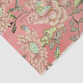 Roze blauwe bloemen op koraalachtergrondpapier tissuepapier (Detail)