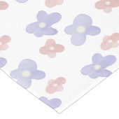 Roze blauwe bloemen op wit korte tafelloper (Hoek)