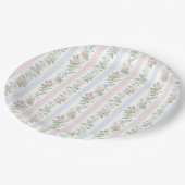 Roze Blauwe Bloemen Rozen  Baby shower Papieren Bordje (Gekanteld)