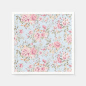 Roze & Blauwe Bloemen Shabby Chic Servetten (Voorkant)