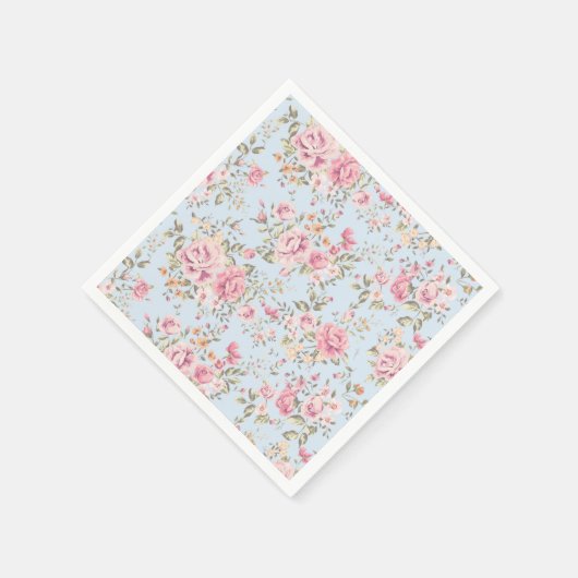 Roze & Blauwe Bloemen Shabby Chic Servetten (Hoek)
