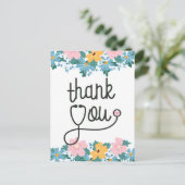 Roze Blauwe Bloemen Stethoscoop Verpleegster Dank  Briefkaart (Staand voorkant)