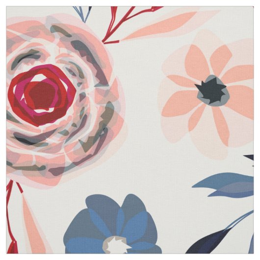 Roze, blauwe bloemen. stof (Swatch)