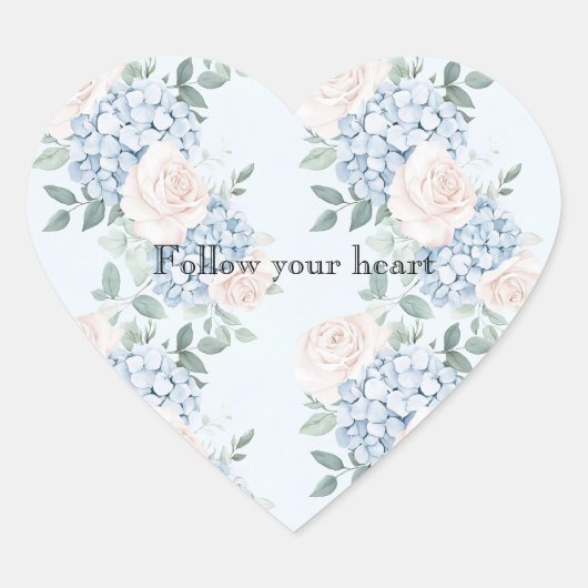 Roze Blauwe Bloemen Strepen Bruidsmeisjesfeest Hart Sticker (Voorkant)