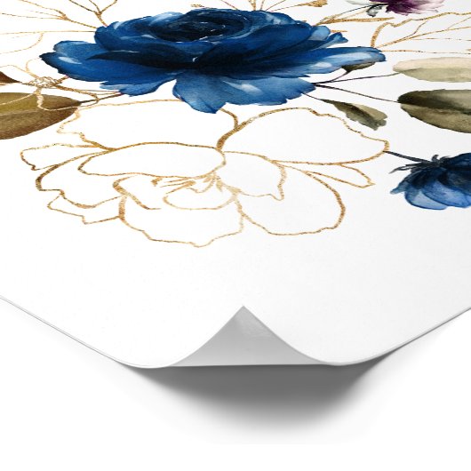 Roze Blauwe Bloemen Tweeling 1e Verjaardag Welkoms Poster (Hoek)