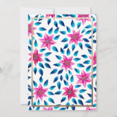 Roze Blauwe Bloemen Verlaat Bat Mitswa Hebreeuwse  Kaart (Achterkant)