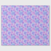 Roze & Blauwe Bloemen Wrapping Papier Pastel kleur (Vlak)