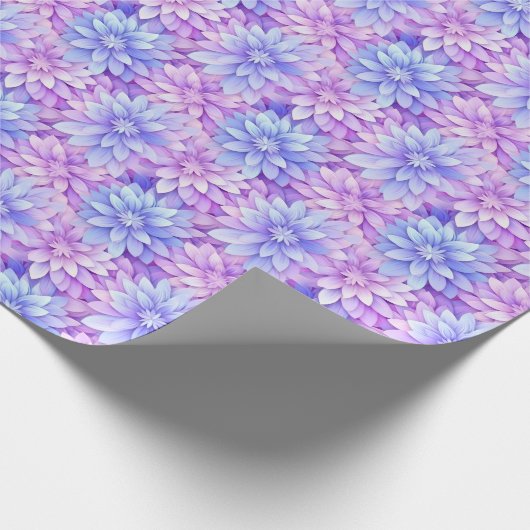 Roze & Blauwe Bloemen Wrapping Papier Pastel kleur (Hoek)