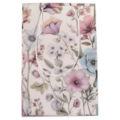 Roze & Blauwe Bloemendesign Cadeautas (Voorkant)