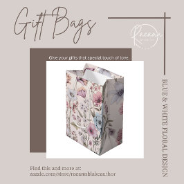 Roze & Blauwe Bloemendesign Cadeautas