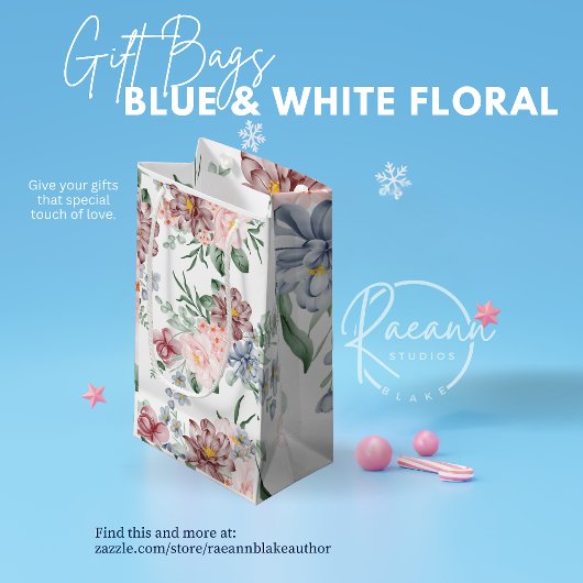 Roze & Blauwe Bloemendessin Cadeautas