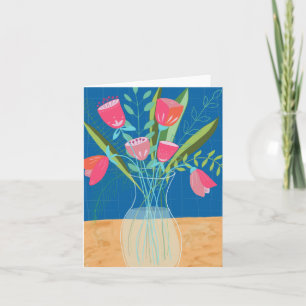Roze/Blauwe Bloemenvaas  Kaart