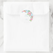 Roze blauwe bloemhuwelijk ronde sticker (Tas)