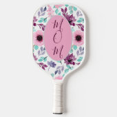 Roze Blauwe Bloemige Pickleball Paddle als Cadeau (Achterkant)