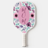 Roze Blauwe Bloemige Pickleball Paddle als Cadeau (Voorkant)