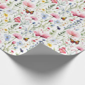 Roze Blauwe Bloemige Vlinders Baby Shower Cadeaupapier (Hoek)