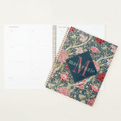 Roze Blauwe Bloemige William Morris Elegante Monog Planner (Display)