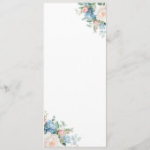Roze & Blauwe Bloemrijke Elegante Bruiloft Menu (Achterkant)