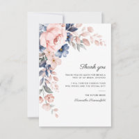 Roze Blauwe Bloemrijke Script Bruidsdouche