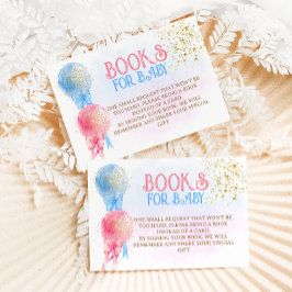 Roze Blauwe Boeken voor Baby Gender Reveal Shower Informatiekaartje