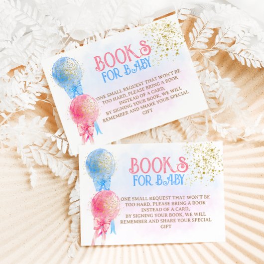 Roze Blauwe Boeken voor Baby Gender Reveal Shower Informatiekaartje