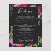 Roze & Blauwe Boeketten Zwart Trouwroute Informatiekaartje (Achterkant)