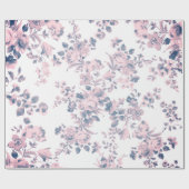 roze blauwe bohemiene elegant floreel cadeaupapier (Vlak)