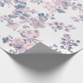 roze blauwe bohemiene elegant floreel cadeaupapier (Hoek)