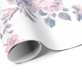 roze blauwe bohemiene elegant floreel cadeaupapier (Rol Hoek)