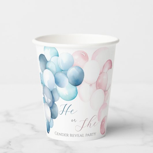 Roze & Blauwe boog Waterverf Geslacht onthullen Papieren Bekers (Voorkant)