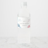 Roze & Blauwe boog Waterverf Geslacht onthullen Waterfles Etiket (Voorkant)
