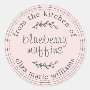Roze blauwe bosbesmoffins ronde sticker