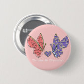 Roze & Blauwe bruid & bruidegom vlinders zo Schatt Ronde Button 5,7 Cm (Voorkant /achterkant)